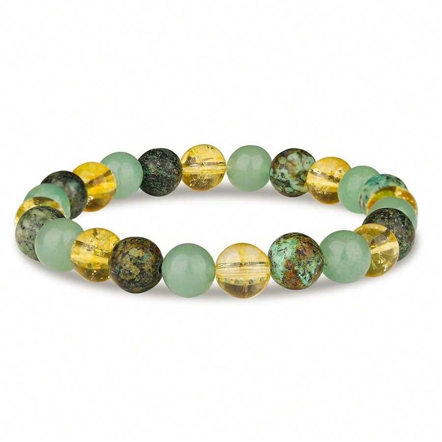 Vibe Green Jade Bracelet - Healing Wealth Bracelet - Jade Beaded Bracelet Women Men - Bring Good Luck Prosperity And Emotional Balance - Adjustable Size - 財富 - 查看 1