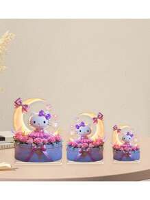 Sanrio 3 Stücke Ferienhaus-Tierstatuen-Ornament, kreative süße Pyjama-Frosch-Statuen-Ornamente aus Harz, geeignet für Wohnzimmer, Schlafzimmer, Arbeitszimmer, Büro, Desktop-Statuen-Ornamente