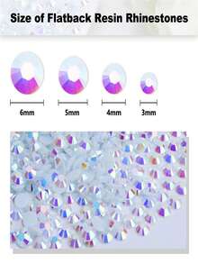 2000颗3-6毫米白色AB平底树脂水钻，圆形果冻宝石，适用于制作配饰、鞋子、衣服、化妆品、包包、装饰品等。 - 白色AB - 查看 4