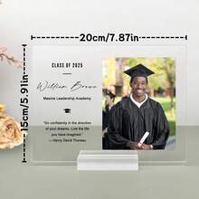 1Pc Acrylic Graduation Photo Plaque, Personalized Graduation Gift, Custom Grad Picture Stand, Acrylic Photo Frame, Class Of 2025, Grad Gift For Her Him Photo Stand, Kindergarten, High School, College, Phd Graduation Gift, Senior Gift - Multicolor - View 4