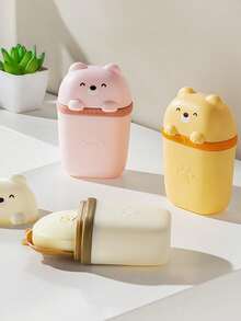 1pc Cute Bear Design Soap Box, Daily Outdoor Travel Drainage Soap Holder Container, New Model Sealed Soap Case, Essential Living Supplies For Trips