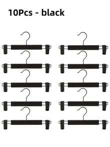 1件/5件/10件/20件黑色白色多功能无痕衣夹裤架裤夹夹子无痕防滑衣柜挂裤架内衣夹裙夹收纳架