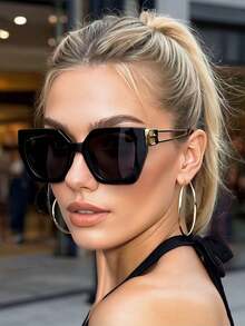 1 件 AINII 优雅猫眼字母 B 设计女士时尚眼镜，经典时尚户外，无礼盒，纯色，优雅休闲 PC（聚碳酸酯）适合所有季节 - 彩色 - 查看 8