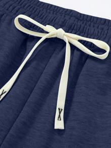 Black Knitted Plus Size Straight Leg Pants, Men's Casual Loose Minimalist Solid Color All-Match Versatile Sweatpants For Spring & Autumn