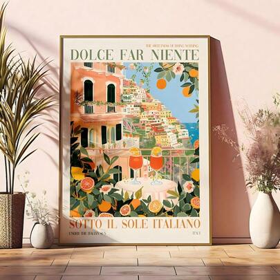 1-3 件/套意大利阿马尔菲海岸帆布墙画意大利城市旅行风景海报墙海报印刷艺术品适用于客厅卧室家居装饰