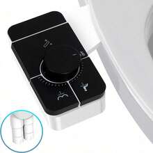 Bidet-Aufsatz für Toilette - Ultra-schlanker selbstreinigender Kaltwasser-Sprühbidet für vorhandene Toilettensitze mit Dual-Düse für Damen- und Hinterwäsche, das beste Weihnachtsgeschenk, schwarz, silber