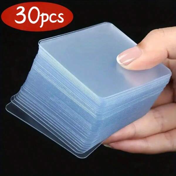 Set de 10 piezas/20 piezas/30 piezas de cintas adhesivas transparentes adhesivas por ambos lados, cintas transparentes para oficina, escuela, manualidades, scrapbooking, artes y artesanías, tarjetas y regalos, día de San Valentín, suministros para fiestas, regalos de cumpleaños, etc. Pegatinas transparentes reutilizables y ultra resistentes, artículos del hogar a prueba de agua