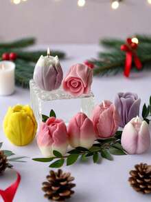 1 件 3D 牡丹玫瑰硅胶模具，适用于蜡烛/蜡/树脂/石膏 DIY + 母亲节礼物 + 家居装饰 + 花卉扩散效果 + 节日装饰 - 白色 - 查看 4