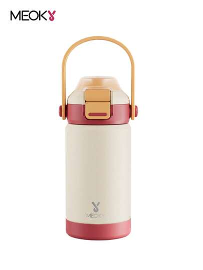 Botella de agua de 14 onzas con pajita - Botella de agua aislada al vacío de acero inoxidable para niños con pajita y boquilla abatible 2 en 1 para deportes, viajes y escuela