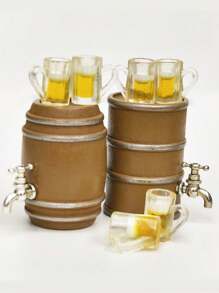 1:12 Dollhouse Accessory - Wooden Beer Barrel/Wine Barrel Set With Bucket Top, Mini Wine Glass/Beer Glass, Mini Wooden Beer Sign, DIY And Decorate Your Own Perfect Project!