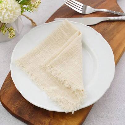 6/24pcs Multi-Color Tassel Square Linen Napkins 42*42cm/16.5*16.5inch, Wedding Decor, Outdoor Party, Food Photography Backdrop, New Year, Christmas, Easter, Kitchen Daily Use Dish Towel