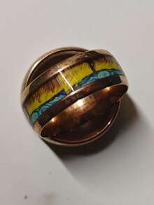 One Finger-Worn Van Gogh: Starry Night Over The Wheat Field Themed Ring, Jewelry Gift For Valentine's Day, Anniversary, Birthday - Rose Gold - View 7