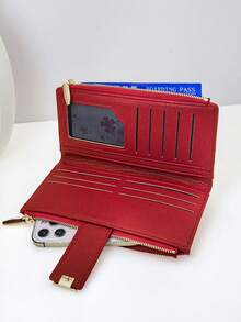 MINGYOU 女士长款柔软精致 PU 钱包 时尚按扣双拉链大容量多功能钱包卡夹轻巧简约手拿包适合节日礼物女士钱包钱包长款钱包