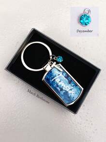 1pc Birthstone Keyring - Birth Stone Keychain - March Birthday Gifts - Friendship Key Ring - Personalised Birthday Gift For Her March Baby ,Valentine's Day Custom Photo Wedding Gift Keychain, Personalised Wedding Date Photo Keychain