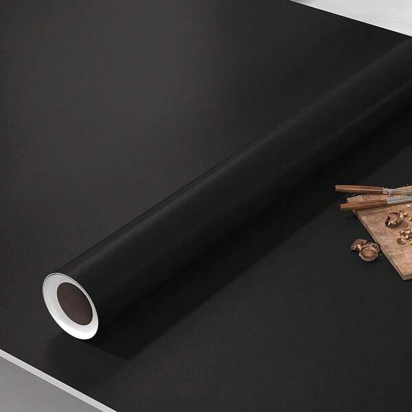 1pc Matte Black Self-Adhesive Wallpaper - Waterproof, Oil-Resistant, Easy To Peel And Stick, Suitable For Kitchen Cabinets, Countertops, Stoves And Home Decor