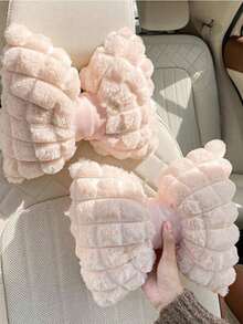 1个/2个装汽车头枕冬季毛绒舒适保暖颈枕纯色简约头枕腰枕汽车用品，汽车枕头，汽车配件女士 - 白色 - 查看 17