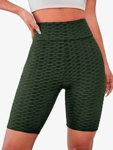 Biker Short Levanta Glúteos con Textura de Panal – Disponible en Varios Colores - Verde Oliva - Ver 3