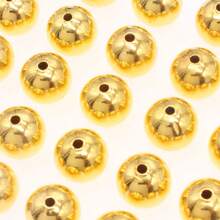 30pcs/Pack Gold Metal Beads, 10mm Plated Round Beads For Jewelry Making