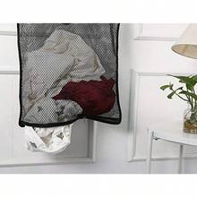 SKKREDoorHanging Mesh Laundry Hamper Bag Space Saving Corner Small Laundry Basket Dirty Clothes Hamper With Rotating Metal Hanger For Apartment RV Camper Cabin College Dorm Use Black 3r4v - Black - View 3