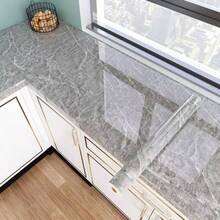 1 pieza Papel pintado impermeable y antióleo con diseño de mármol gris para decorar cocina, baño y muebles del hogar, adhesivo brillante, rodillo de papel pintado con patrón de mármol para renovar