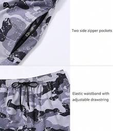 Bóxers de baño para hombre de secado rápido con bolsillos con cremallera y forro de malla - Dk4142 Gris - Ver 3