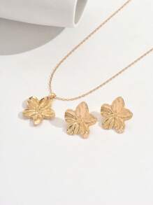 3/4pcs Fashionable & Versatile Zinc Alloy Camellia Jewelry Set, Suitable For Women's Daily Commute, Vacation, Party Outfits