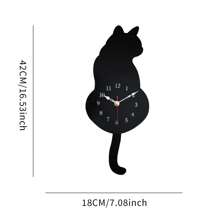 1pc Unique DIY Acrylic Black Cat Wall Clock With Mute Tail - Battery Operated, Silent, Easy To Read, Decorative Timepiece For Living Room, Bedroom, Restaurant, Office, Halloween, Thanksgiving, Easter Decorations School Decor School Surprise Dormitory Decor Back To School