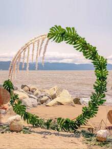 10 pièces - Décorations de fête de feuilles tropicales artificielles, fausses feuilles vertes tropicales pour décorations de fête, thème de fête de la jungle et de la plage, décorations de table de feuilles