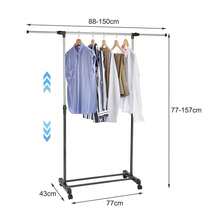 Clothes Rail Adjustable Garment Rack Telescopic Coat Rack Hanging Rail Clothes Stand With Shoe Shelf And Casters Clothing Rack For Small Place Organiser Shelf Bedroom Clothing Rack - Single Rail - Adjustable Length - View 2