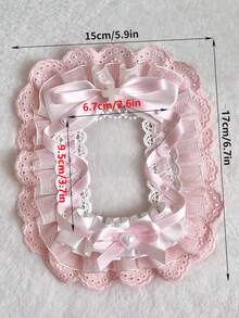 Portafoto in peluche fatto a mano con orecchie da coniglio bianco e rosa con pizzo, accessori kpop, forniture scolastiche, articoli per il ritorno a scuola