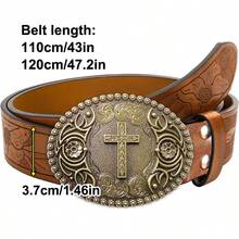 1 件优质男士腰带，西部牛仔扣，复古时尚风格，适合牛仔裤、休闲裤、工作和商务休闲、商务、男朋友丈夫父亲爸爸男士礼物、日常穿着、时尚、青少年、户外、度假、运动、旅行、街头、波西米亚风、复古 - A - 查看 3