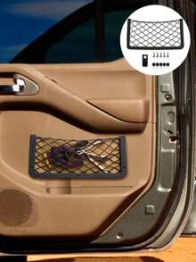 2Pcs ABS Plastic Frame Car Storage Net Bag Phone Car Mesh Net Holder RV Storage Boat Cargo Pocket Organizer Framed Mesh Pocket With Screws For Auto RV - Multicolor - View 9