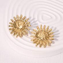1 Pair Fashionable, Elegant & Unique Sunflower Design Stud Earrings