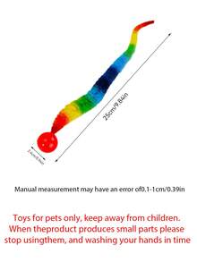 10 件彩色毛绒玩具毛毛虫形猫逗猫玩具配有弹力球室内宠物互动玩具猫咪礼物 - 彩色 - 查看 6