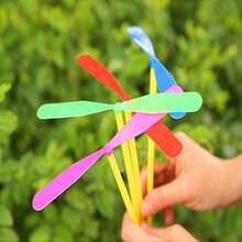 25 件/100 件飞翔竹蜻蜓复古户外玩具，手摇双拍翼仙女飞行器 - 彩色 - 查看 2