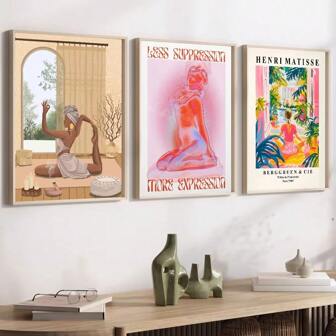 1pc Woman Doing Yoga Poster, Home Decoration, Holiday Gift, Office Decoration, Great For Room Decoration, Perfect Choice For Living Room And Bedroom Decoration, Indoor, Corridor, Study, High Quality Artwork, Bedroom Wall Art, Premium Decorative Painting, Frameless