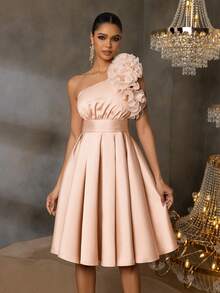 Faeriesty Elegantes Satin A-Linien Kleid mit Off-Shoulder Ausschnitt und Rüschendetails - Abendkleid für Hochzeiten, Galas, rote Teppich Events und schwarze Binden-Partys - Champagnerfarben - Übersicht 5