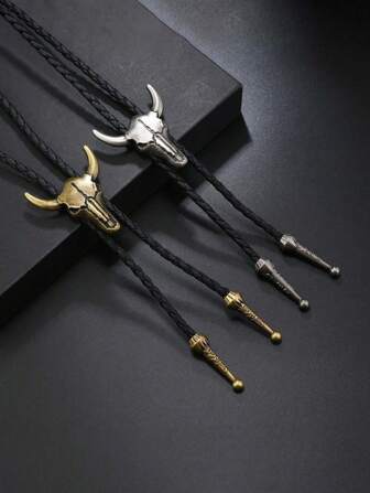 1 stuk vintage modieuze bronzen/zilveren Bolo Tie ketting voor mannen en vrouwen, geschikt voor dagelijks gebruik en als cadeau