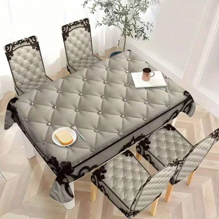 1/4/5/6/7pcs Fashionable Simple European And American Style Printed Chair Covers / Chair Cover Set, Suitable For Indoor Home Restaurant, Hotel Modern Daily Decoration. Tablecloth Suitable For Square Tables, Elastic Chair Covers Can Be Washed - YT-093 - View 13