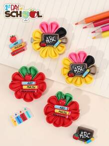 4 Stück Rückkehr zur Schule Haarklammern für Frauen, blumenförmige Alligatorklammern, Apfel-Buchstaben-Haarklammern, Barrettes für den ersten Schultag, Geschenk für das neue Semester, Haarnadeln, Frauenhaar-Accessoires, flache Krallenclips, Haarspangen, Haarklammern