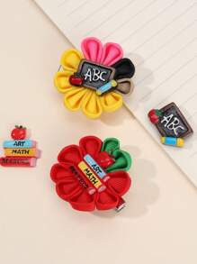 4 Stück Rückkehr zur Schule Haarklammern für Frauen, blumenförmige Alligatorklammern, Apfel-Buchstaben-Haarklammern, Barrettes für den ersten Schultag, Geschenk für das neue Semester, Haarnadeln, Frauenhaar-Accessoires, flache Krallenclips, Haarspangen, Haarklammern