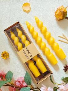 4pcs Spiral Long Rod Scented Candles, Yellow Twisted Candles With Fragrance, Home Decor Gift For Kitchen, Bedroom, Christmas Atmosphere