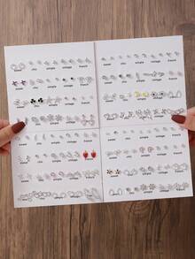 40pcs/80pcs/160pcs Studded Snowflake, Butterfly, Heart, Starfish, Star, Crown Design Earrings Set, Suitable For Women's Daily Wear, Weddings, Banquets, Parties, Gifts - Multicolor - View 5