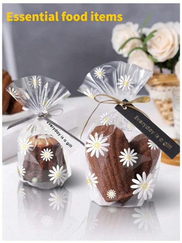 10/100 bedruckte Verpackungstüten, transparente PP Papier Cupcake Verpackungstüten, verwendet für Backzubehör, Lebensmitteltüten, Lebensmittelboxen, geeignet für Süßigkeiten, Schokolade, Kekse usw.