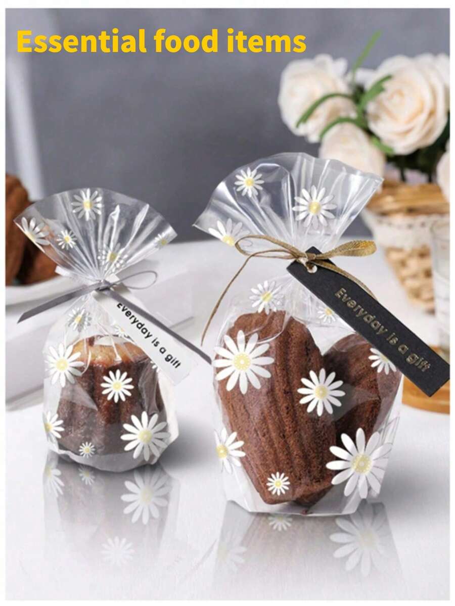 10/100 Bolsas de empaque impresas, bolsas de empaque de papel PP transparente para cupcakes, utilizadas para suministros de repostería, bolsas para alimentos, cajas para alimentos, adecuadas para caramelos, chocolates, galletas, etc. - transparente - Ver 1