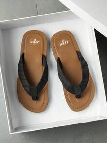Neue Herren Sommer Outdoor Flip Flops, Offene Zeh Sandalen geeignet für Zuhause und Outdoor Outfit, flach, leicht, atmungsaktiv Sommer Strandpantoffeln - Braun - Übersicht 3