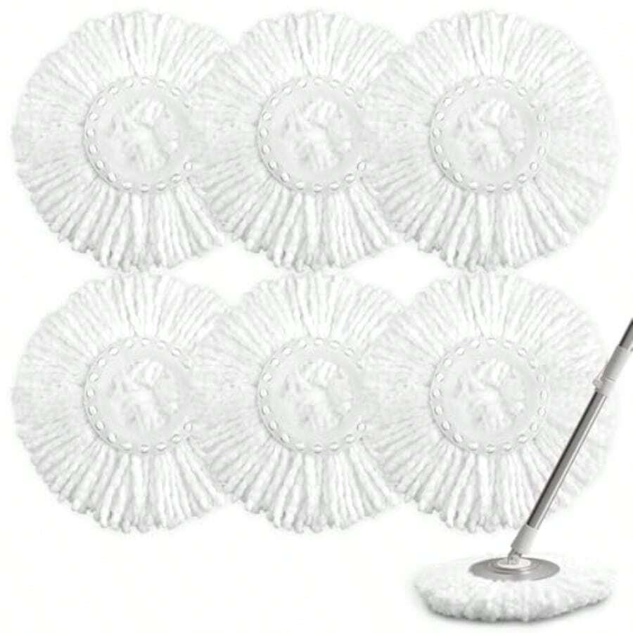 20256 Pack Spin Mop Replacement Head For 360° Spin Mop System Standard Size Round Shape Spin Mop Replacement Head Microfiber Refills Machine Washable And Easy Cleaning!!!!!! - as pic - View 1