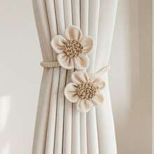 2pcs Flower Curtain Ties, Punch-Free Curtain Cords, Modern Simple Curtain Buckles, Curtain Ties, Curtain Fixers, Suitable For Bedrooms, Living Rooms, Dormitories, And Home Decoration,Home Decor For Living Room, Bedroom, Kitchen, Hotel Curtains Room Decor - 2 Pcs Beige - View 3