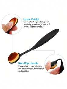 Multi-Functional Ink Blending Brush Set - Multiple Pieces With Precise Flat Brush Tips, Suitable For Artists, DIY Crafts And Cardmaking. Powder Brush - Large Oval Shape, For Liquid And Cream Application, Black Handle, Brown Bristles, Non-Shedding Nylon, Suitable For All Skin Types, Portable And Flexible, Foundation Makeup Brush, Painting Tool Set, Coloring Supplies, Art Supplies, Paint Brushes School Supplies,Back To School - Black - View 8