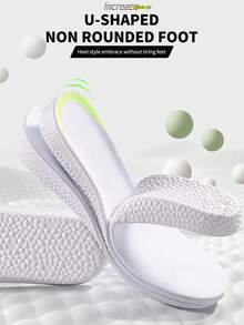 1 Pair Unisex Shock Absorbing Full Sole Height Increasing Sweat-Wicking Breathable Insoles, Invisible And Comfortable Shoe Inserts - White-3.5cm - View 5